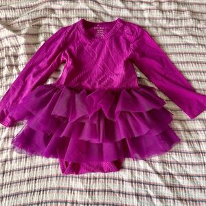 Posh Peanut- Plum Ribbed Tutu Bodysuit Dress